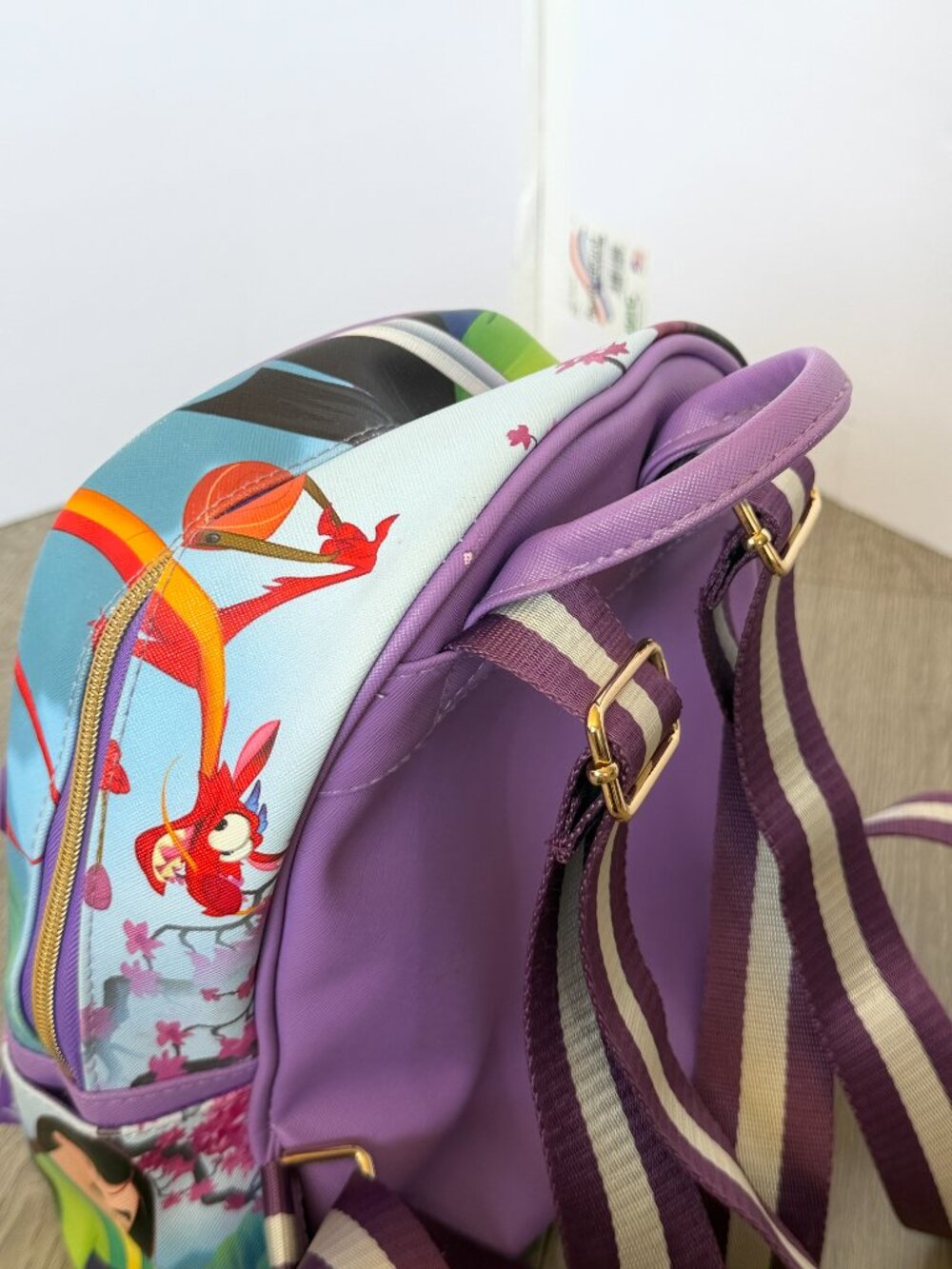 Disney Princess Mulan Mini Backpack Purple Faux Leather Book Bag 2020 11" - Picture 8 of 12
